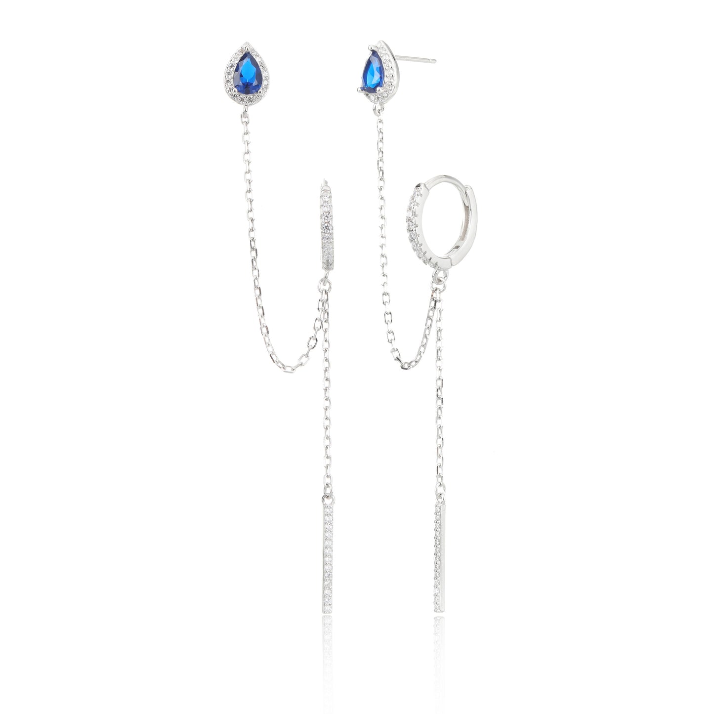 עגיל כפול משובץ