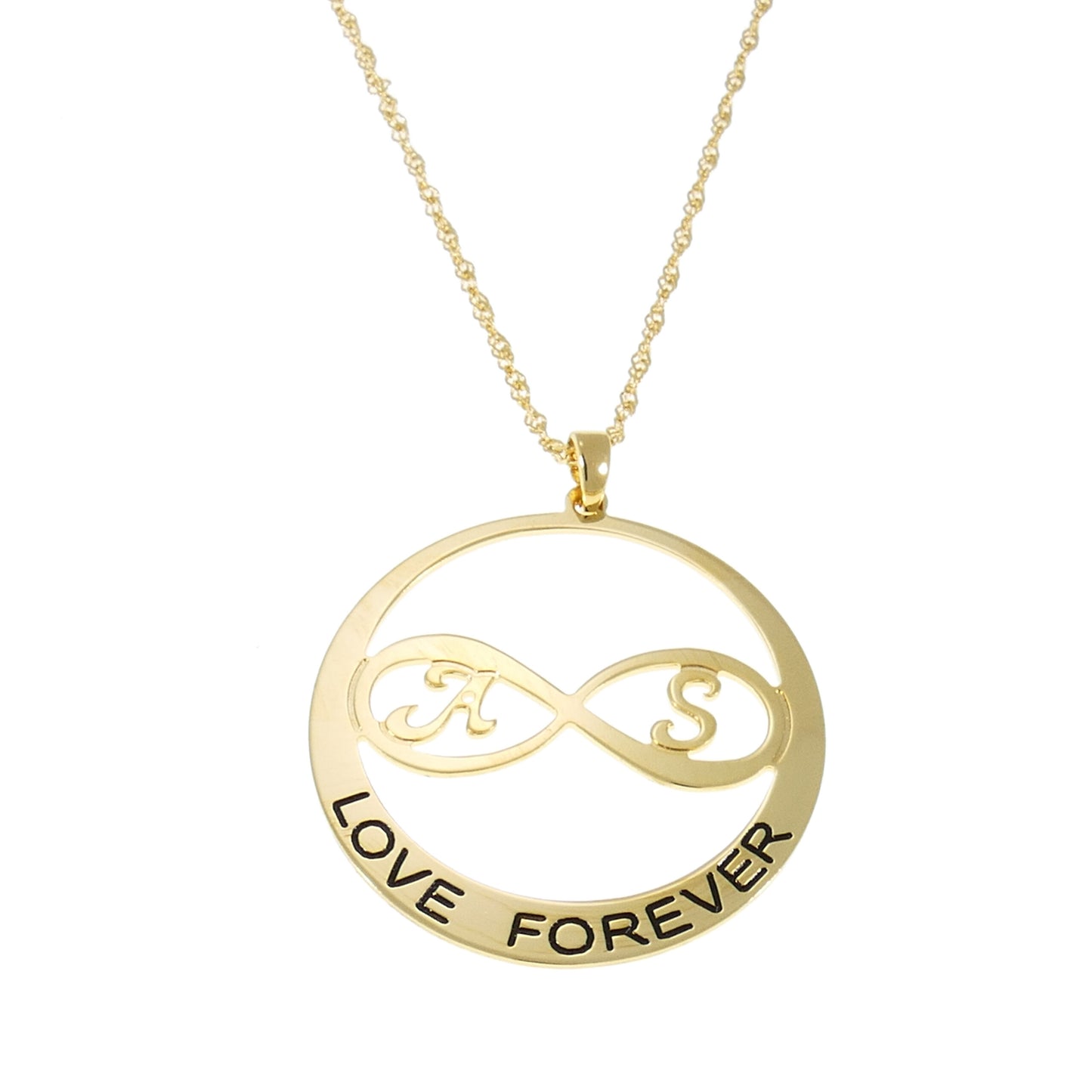 שרשרת חישוק עם אינפיניטי, אותיות חתוכות וחריטה – 3.7cm/3.5c